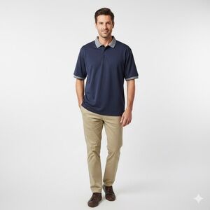 Reebok Men's Navy Polo with Gray Accents